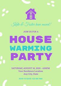 Green housewarming party invitation