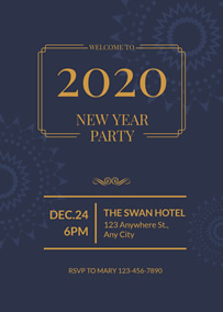 Firework New Year party invitation