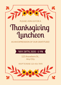Floral Thanksgiving party invitation