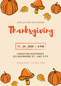 Pumpkin Thanksgiving party invitation