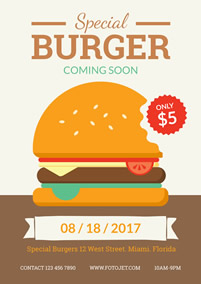 New special burger promotional flyer