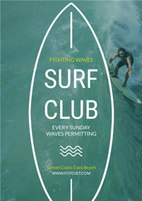 Surf club promotional flyer 