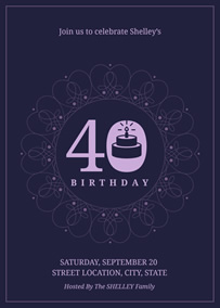 Flowery 40th birthday invitation