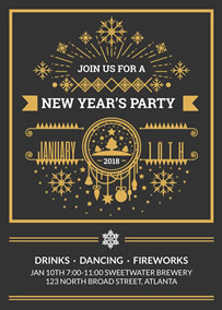 Golden New Year party invitation