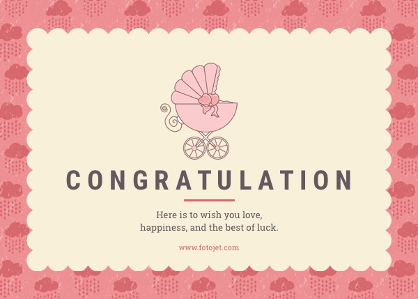Cute Baby Congratulation Card Template