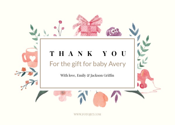 Baby Gift Thank You Card Template