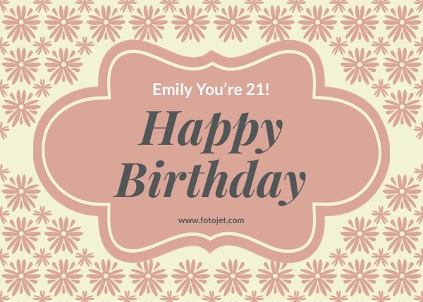 Happy 21St Birthday Greeting Card Template