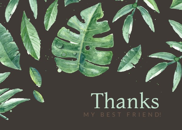 Leaves Thank You Card for Friends Template