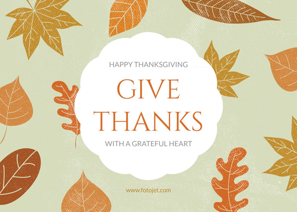 Leaves Happy Thanksgiving Greeting Card Template