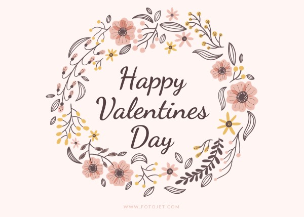 Wreath Happy Valentine Greeting Card Template