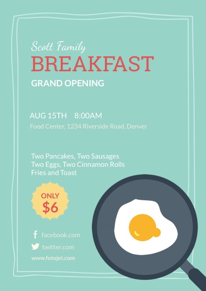 Breakfast Restaurant Grand Opening Flyer Template