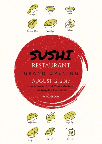 Sushi Restaurant Grand Opening Flyer Template
