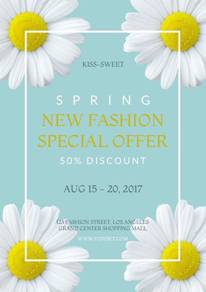 Floral Spring New Fashion Sales Flyer Template