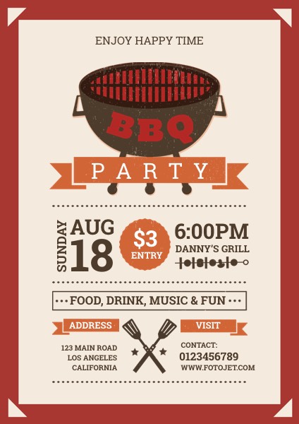Happy BBQ Party Flyer Template