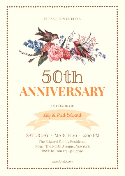 50th Wedding Anniversary Invitation 
