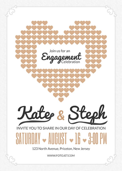 Heart Engagement Party Invitation Template