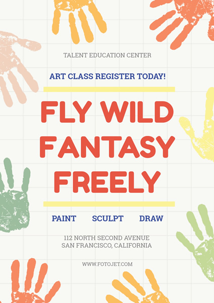 Educational Handprint Art Class Poster Template