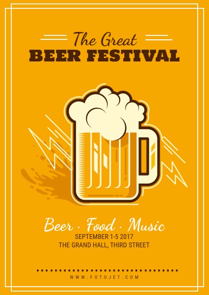 Yellow Beer Festival Poster Design Template