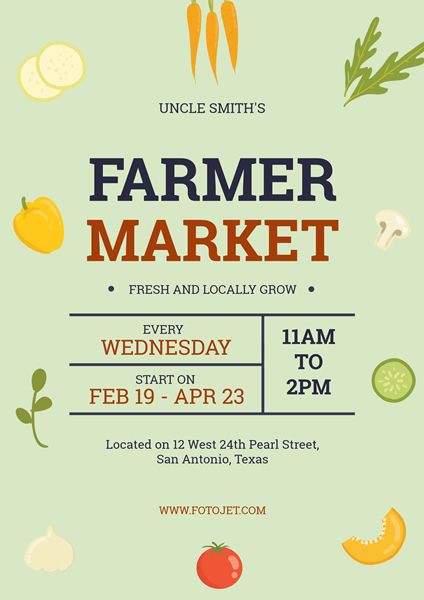 Farmers Market Promotion Poster Design Template