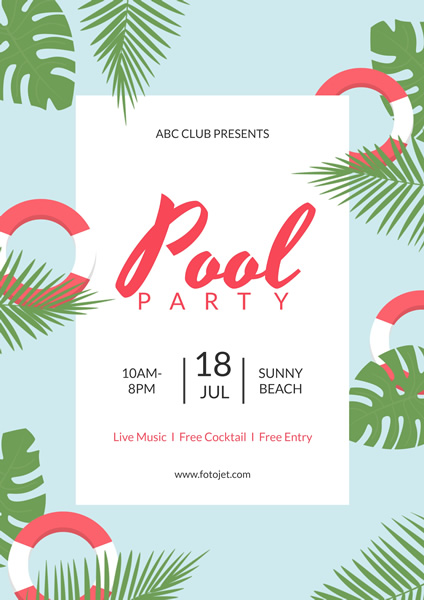 Summer Pool Party Poster Design Template