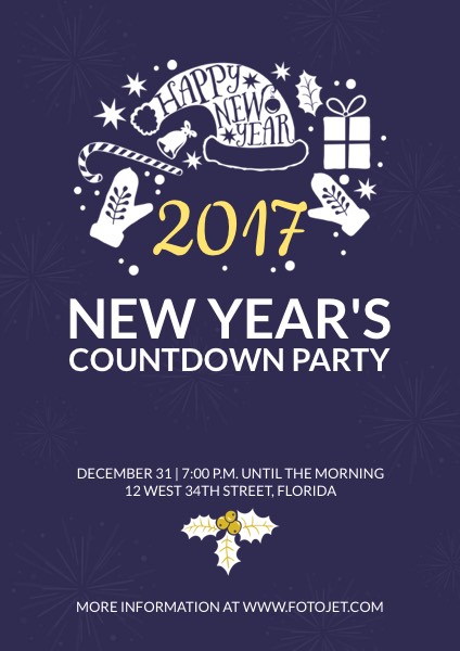Happy New Year Party Poster Design Template