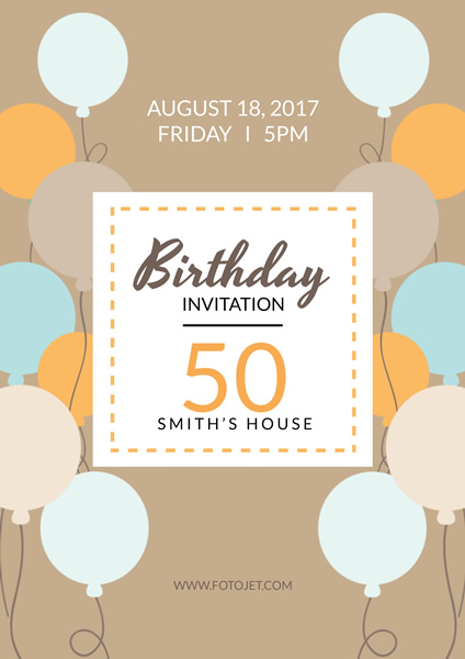 50Th Birthday Party Invitation Poster Design Template