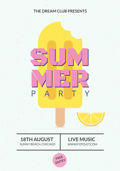 Popsicle Summer Beach Party Poster Design Template